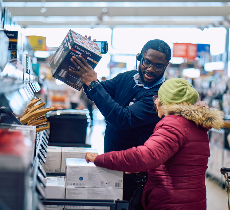 Lidl staff and customer